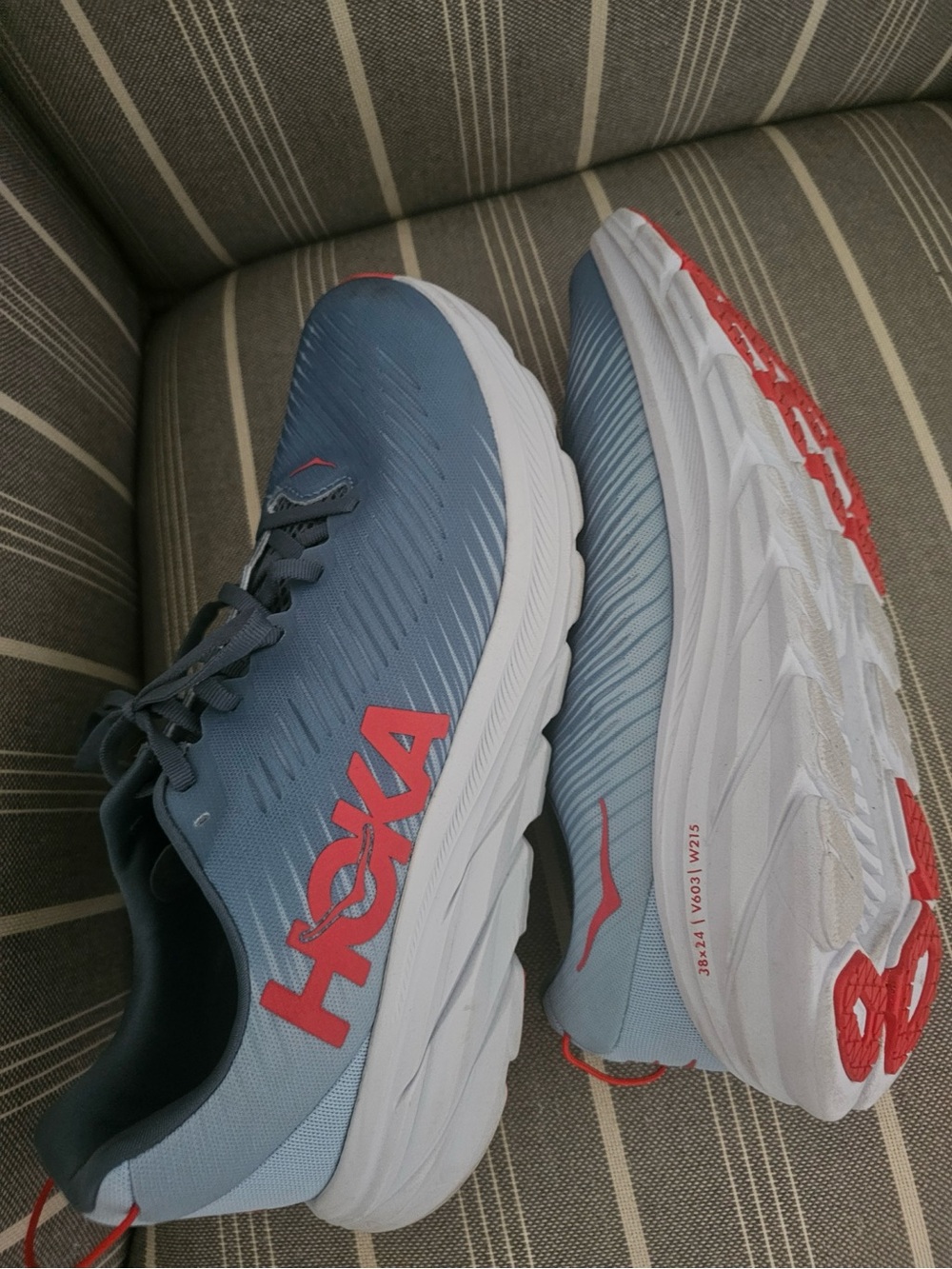 Hoka One One Men's Navy Blue Running Shoes with Red Accents - Picture 2 of 5